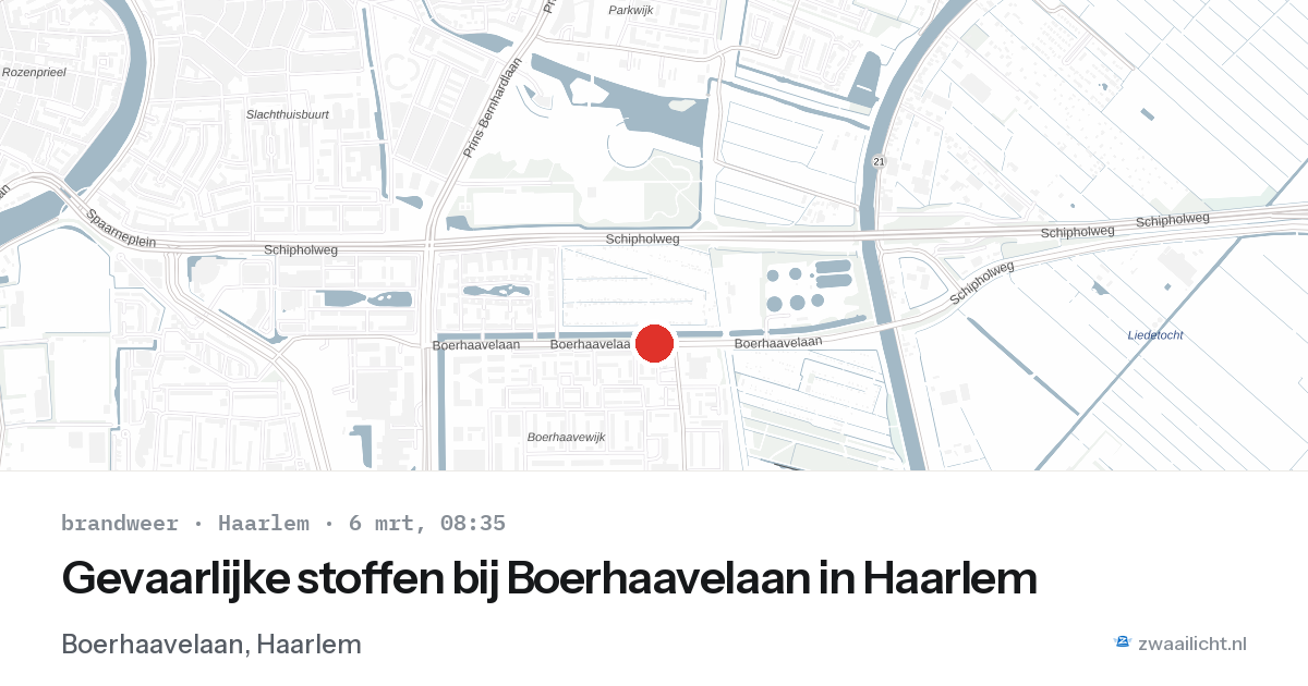 Gevaarlijke stoffen bij Boerhaavelaan in Haarlem — 6 mrt 2026