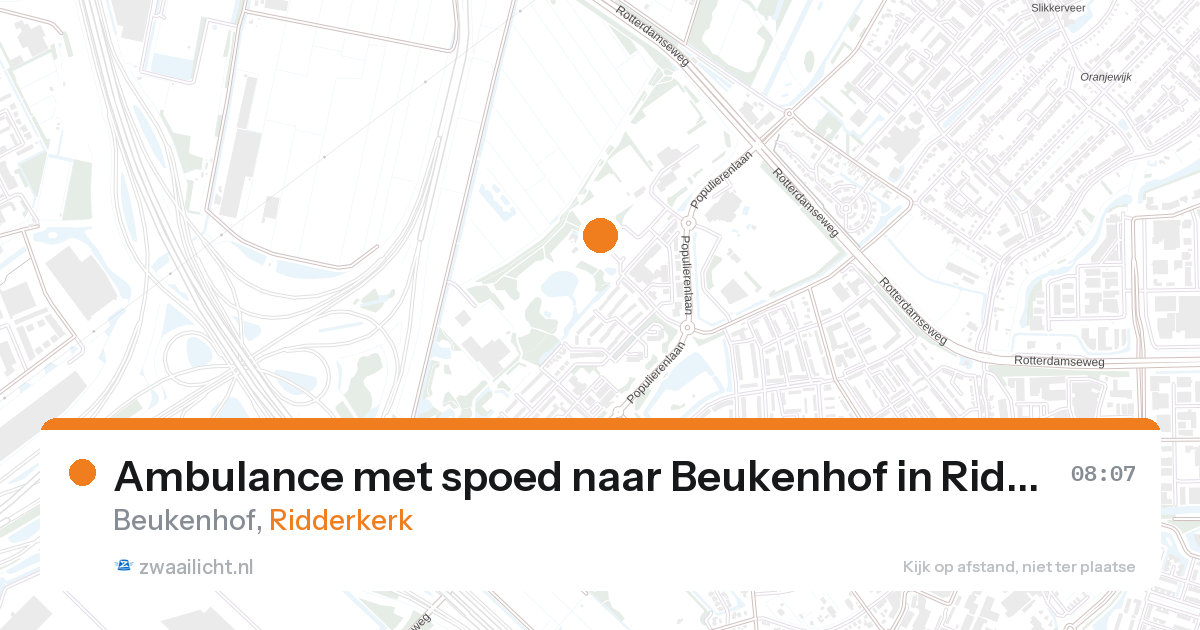 Ambulance met spoed naar Beukenhof in Ridderkerk — 27 aug 2026