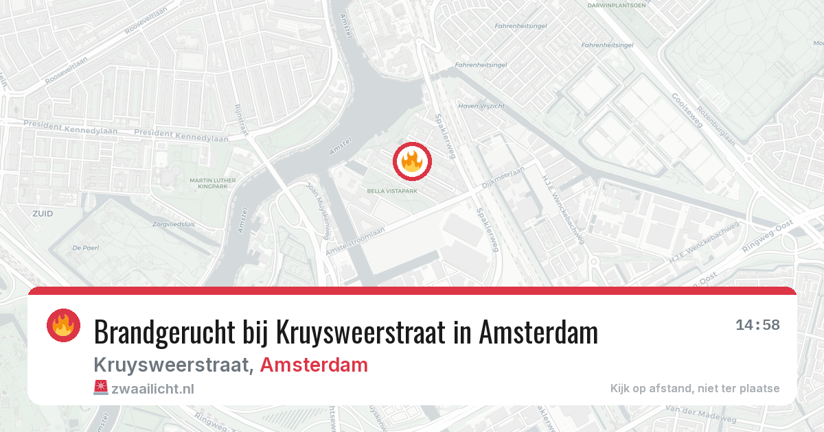 Brandgerucht bij Kruysweerstraat in Amsterdam — 11 jun 2026