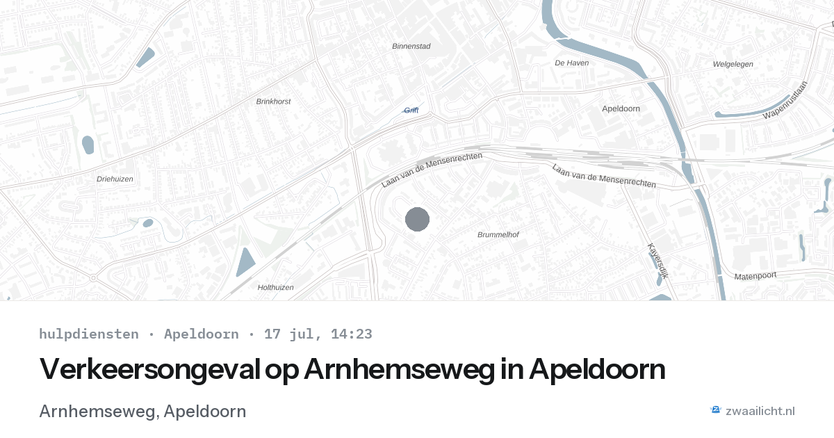 Verkeersongeval op Arnhemseweg in Apeldoorn — 17 jul 2026