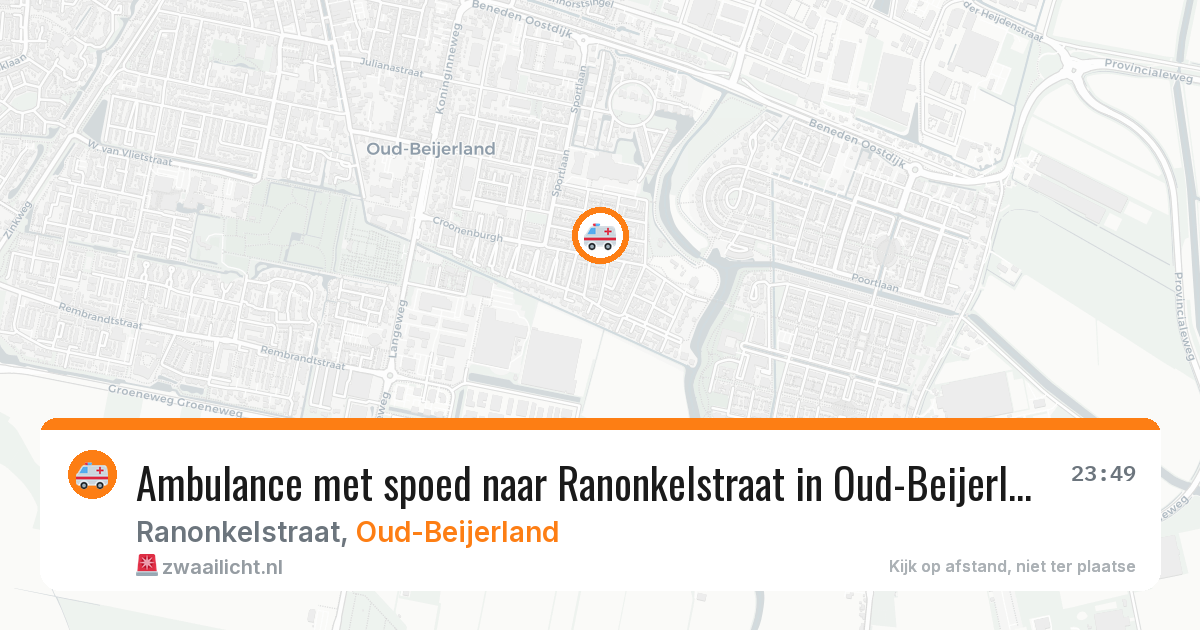 Ambulance met spoed naar Ranonkelstraat in Oud-Beijerland — 25 jun 2026