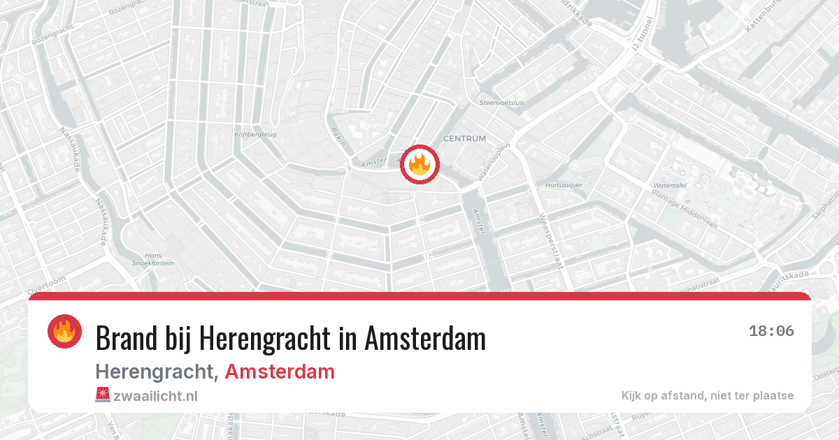 Brand bij Herengracht in Amsterdam — 1 aug 2026
