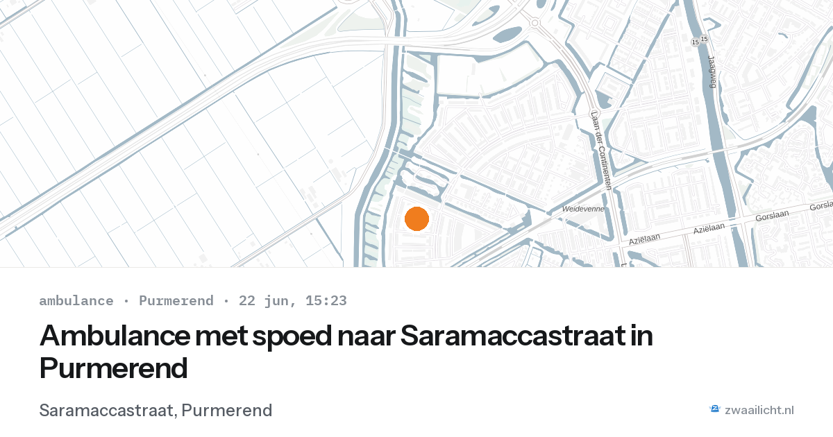 Ambulance met spoed naar Saramaccastraat in Purmerend — 22 jun 2026