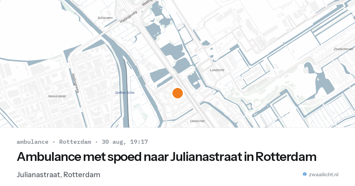 Ambulance met spoed naar Julianastraat in Rotterdam — 30 aug 2026
