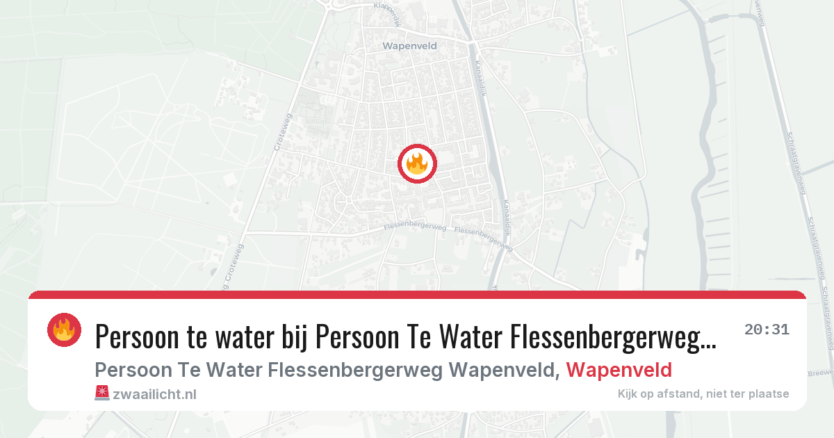 Persoon te water bij Persoon Te Water Flessenbergerweg Wapenveld in Wapenveld — 24 jun 2026
