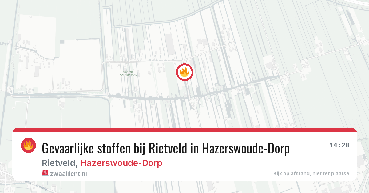 Gevaarlijke stoffen bij Rietveld in Hazerswoude-Dorp — 13 aug 2026