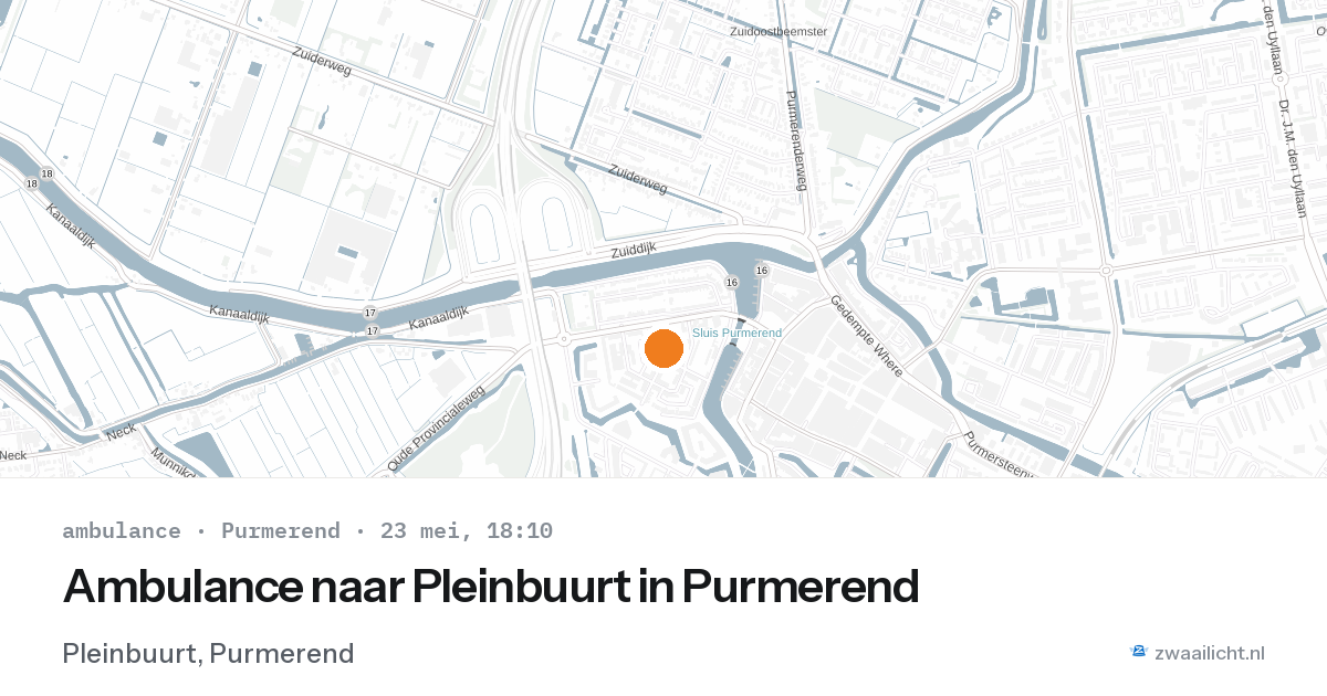 Ambulance naar Pleinbuurt in Purmerend — 23 mei 2026