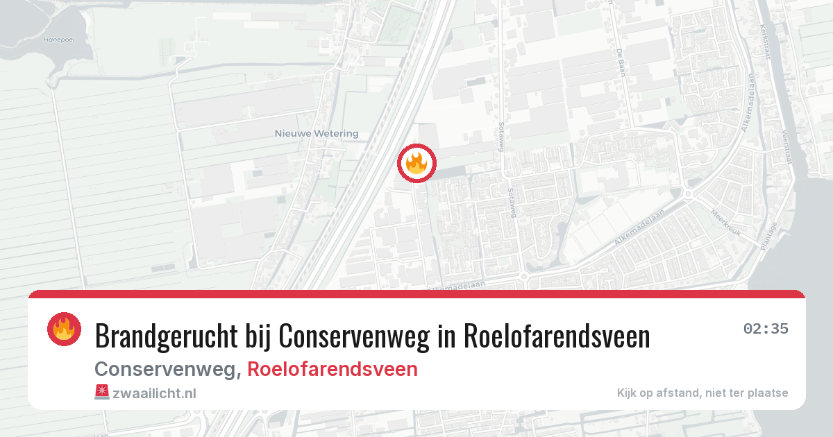 Brandgerucht bij Conservenweg in Roelofarendsveen — 26 jul 2026