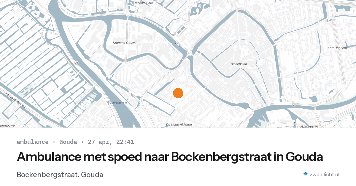 Ambulance met spoed naar Bockenbergstraat in Gouda — 27 apr 2026