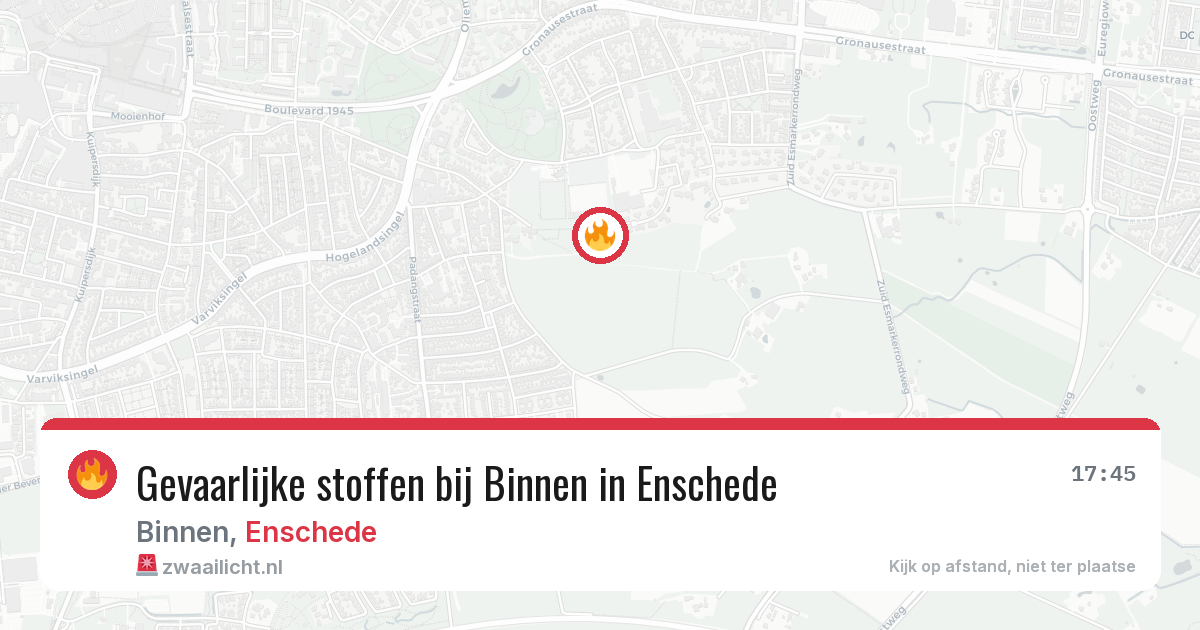 Gevaarlijke stoffen bij Binnen in Enschede — 18 mei 2026