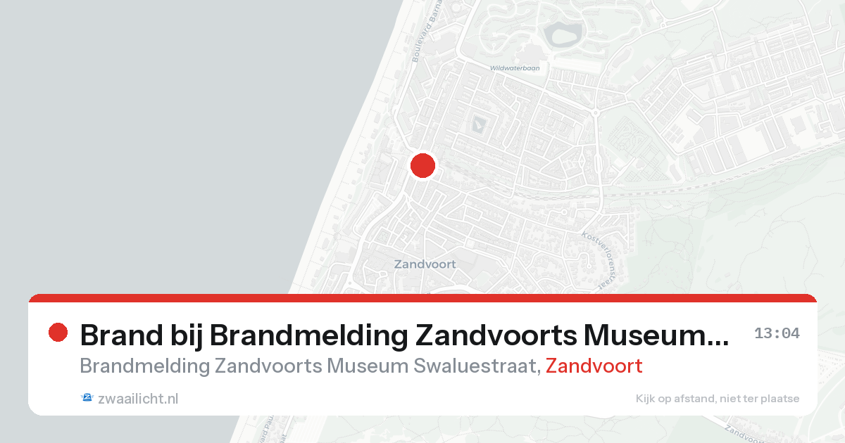 Brand bij Brandmelding Zandvoorts Museum Swaluestraat in Zandvoort — 20 aug 2026