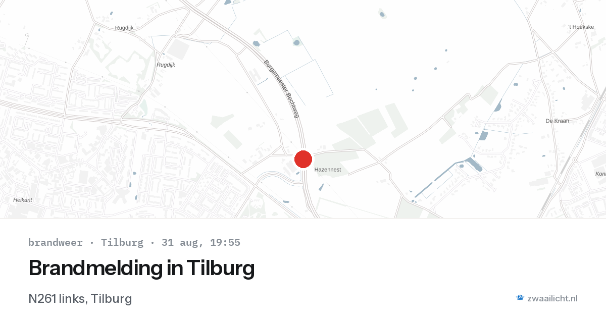 Brandmelding in Tilburg — 31 aug 2026