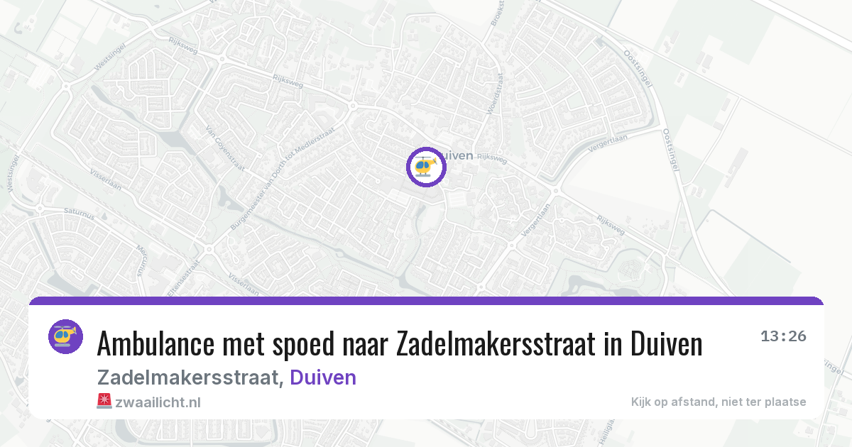 Ambulance met spoed naar Zadelmakersstraat in Duiven — 26 feb 2026
