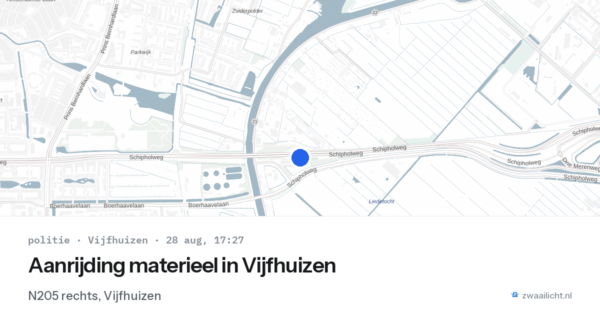 Aanrijding materieel in Vijfhuizen — 28 aug 2026