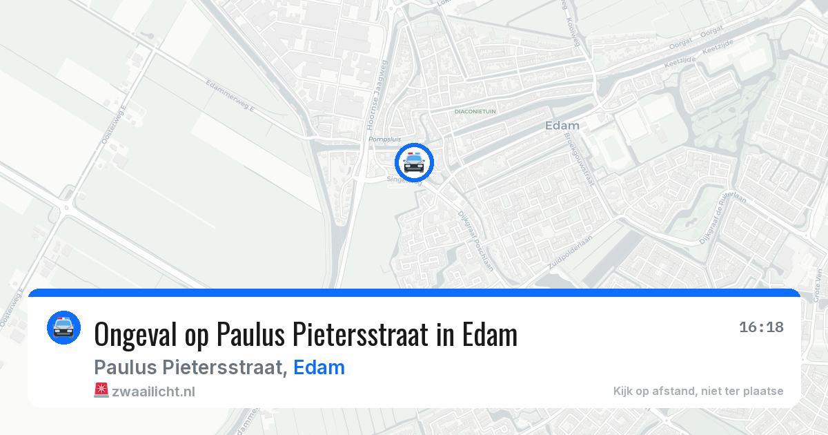 Ongeval op Paulus Pietersstraat in Edam — 6 jul 2026