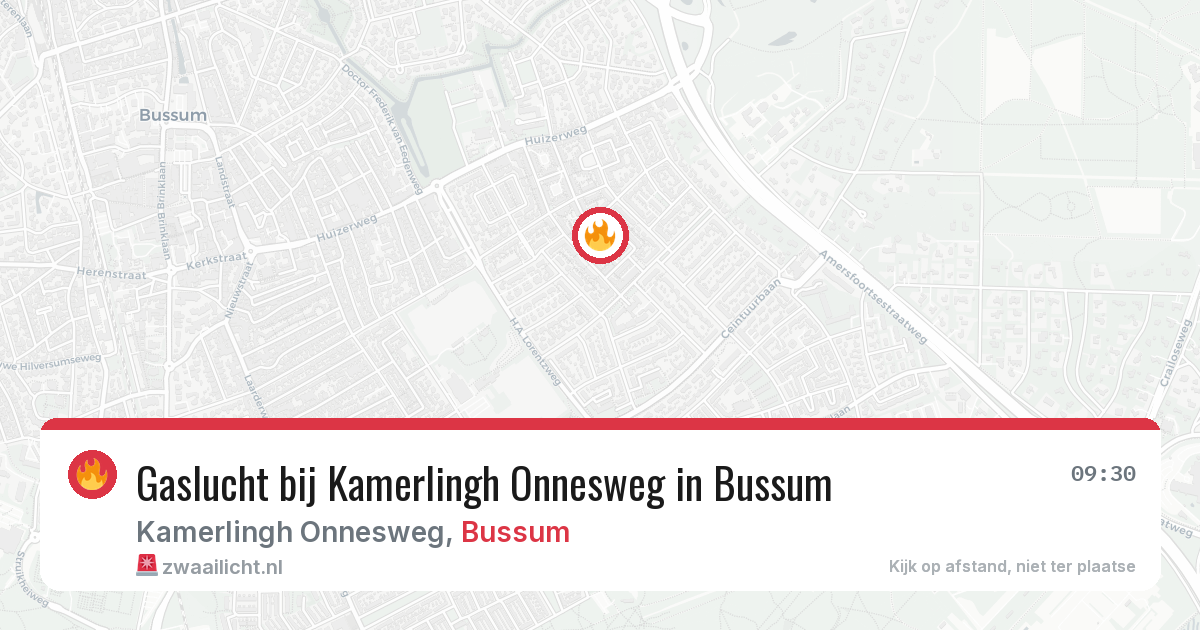 Gaslucht bij Kamerlingh Onnesweg in Bussum — 13 apr 2026