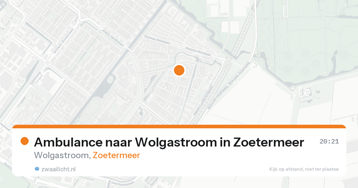 Ambulance naar Wolgastroom in Zoetermeer — 16 aug 2026