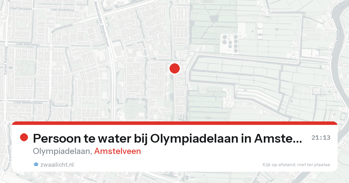 Persoon te water bij Olympiadelaan in Amstelveen — 21 aug 2026