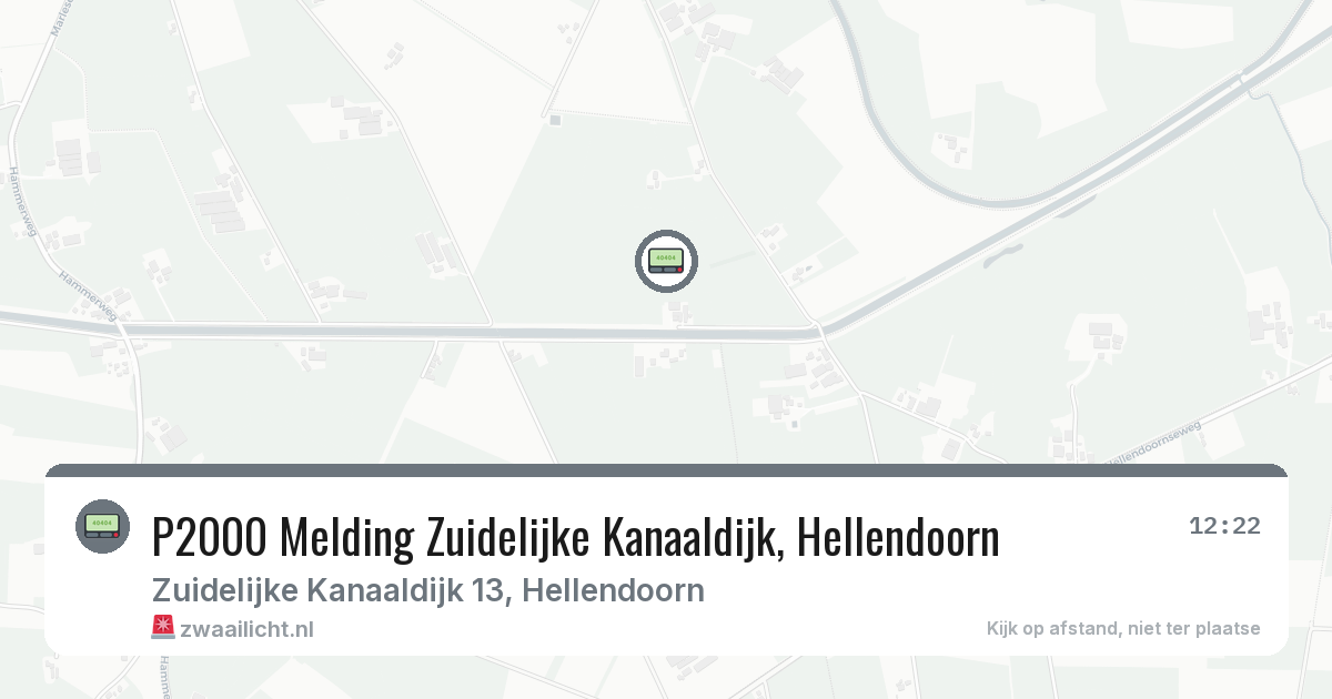 P2000 Melding Zuidelijke Kanaaldijk, Hellendoorn — 20 jun 2026
