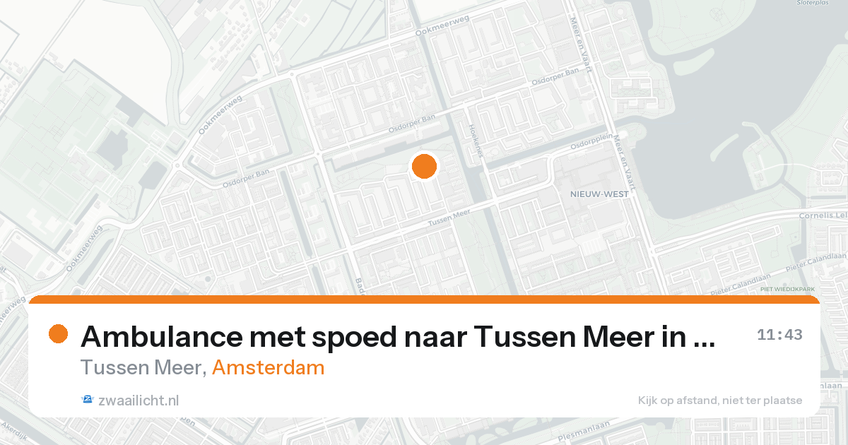 Ambulance met spoed naar Tussen Meer in Amsterdam — 20 aug 2026