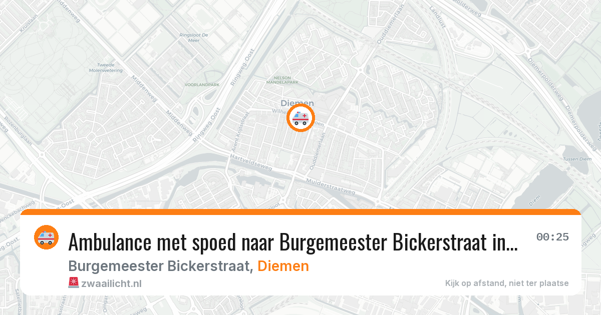 Ambulance met spoed naar Burgemeester Bickerstraat in Diemen — 8 feb 2026