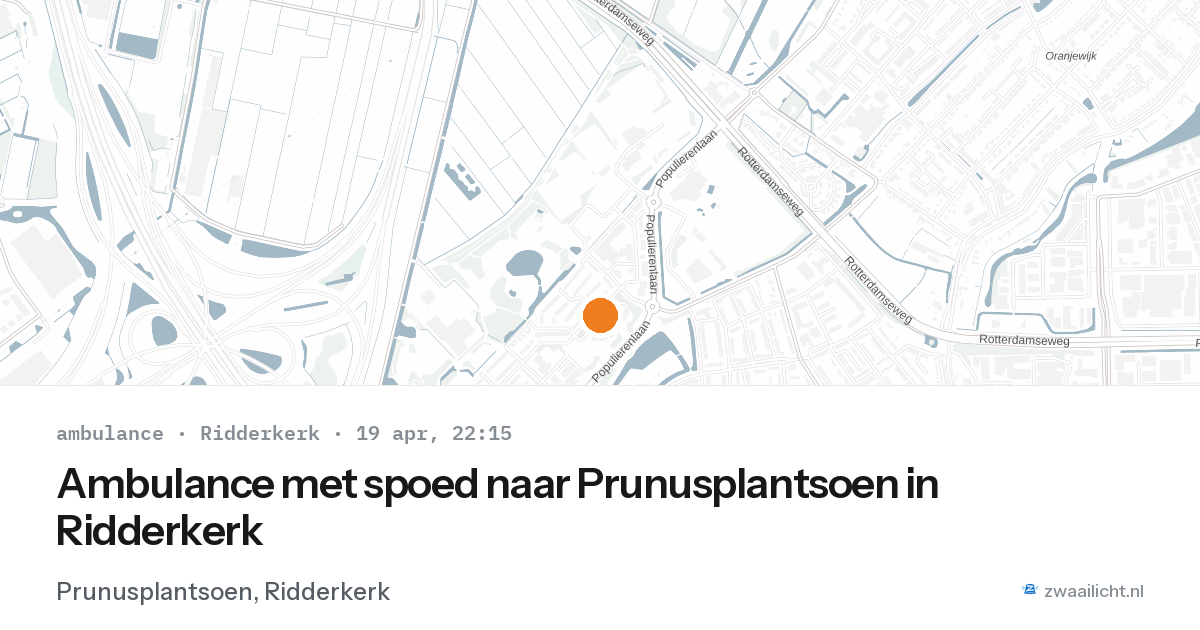 Ambulance met spoed naar Prunusplantsoen in Ridderkerk — 19 apr 2026