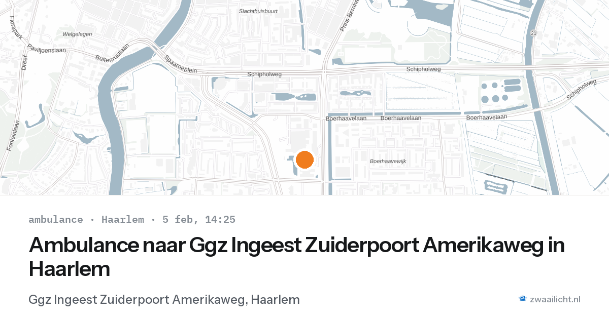 Ambulance naar Ggz Ingeest Zuiderpoort Amerikaweg in Haarlem — 5 feb 2026