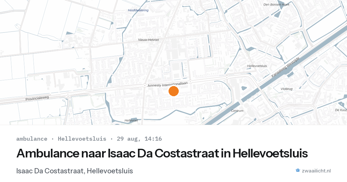 Ambulance naar Isaac Da Costastraat in Hellevoetsluis — 29 aug 2026