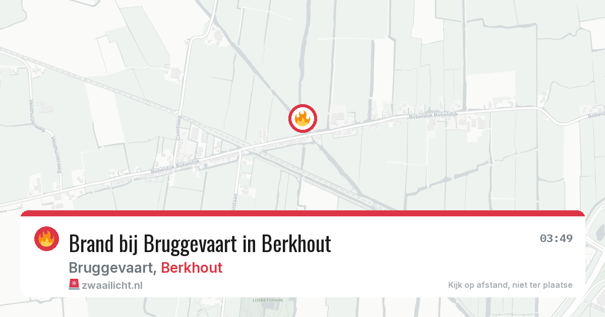 Brand bij Bruggevaart in Berkhout — 23 mei 2026