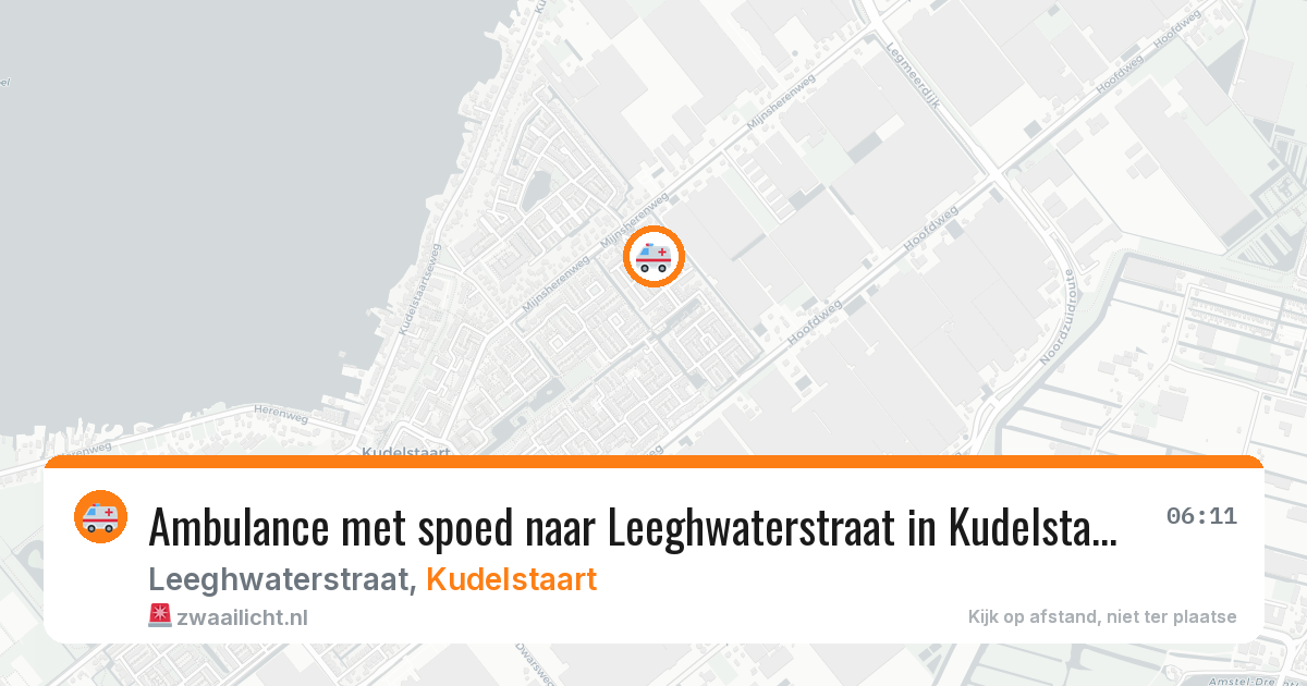 Ambulance met spoed naar Leeghwaterstraat in Kudelstaart — 8 aug 2026