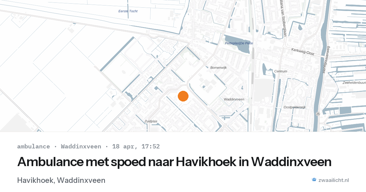 Ambulance met spoed naar Havikhoek in Waddinxveen — 18 apr 2026