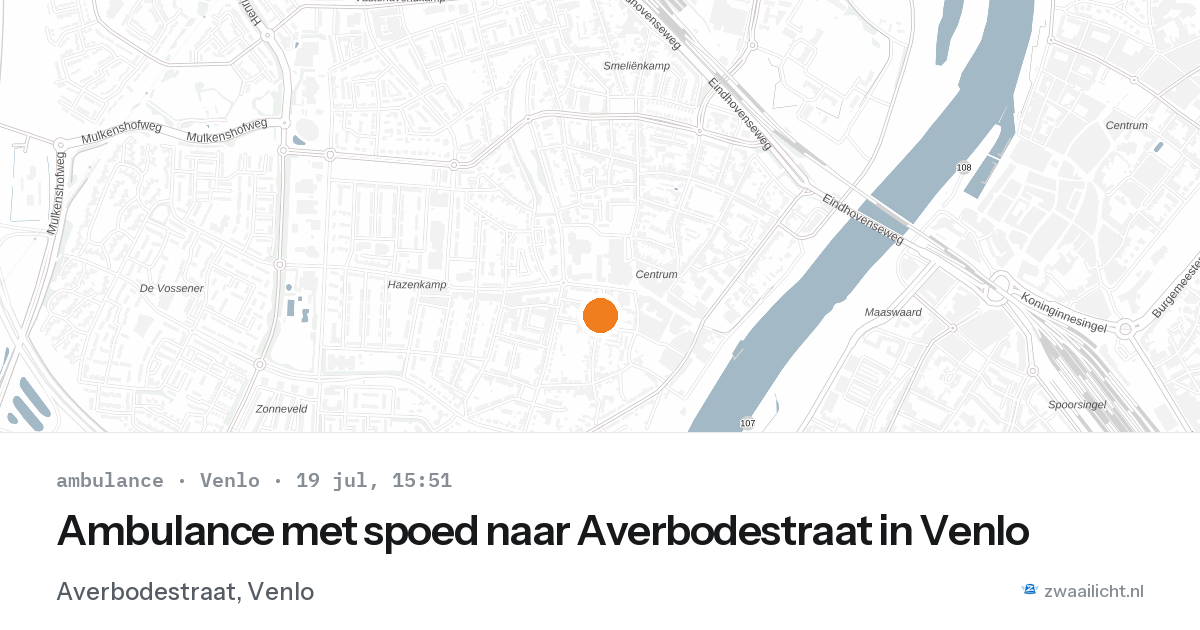 Ambulance met spoed naar Averbodestraat in Venlo — 19 jul 2026