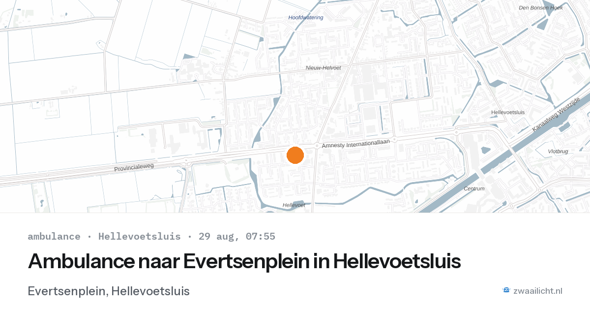 Ambulance naar Evertsenplein in Hellevoetsluis — 29 aug 2026