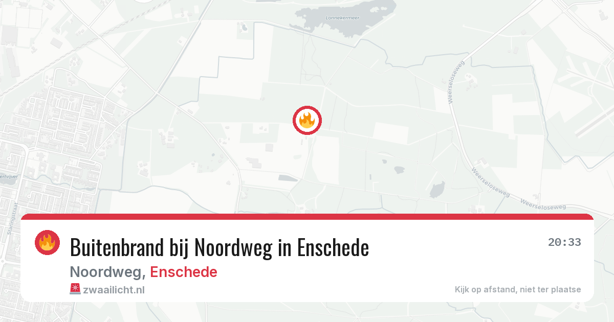 Buitenbrand bij Noordweg in Enschede — 29 apr 2026