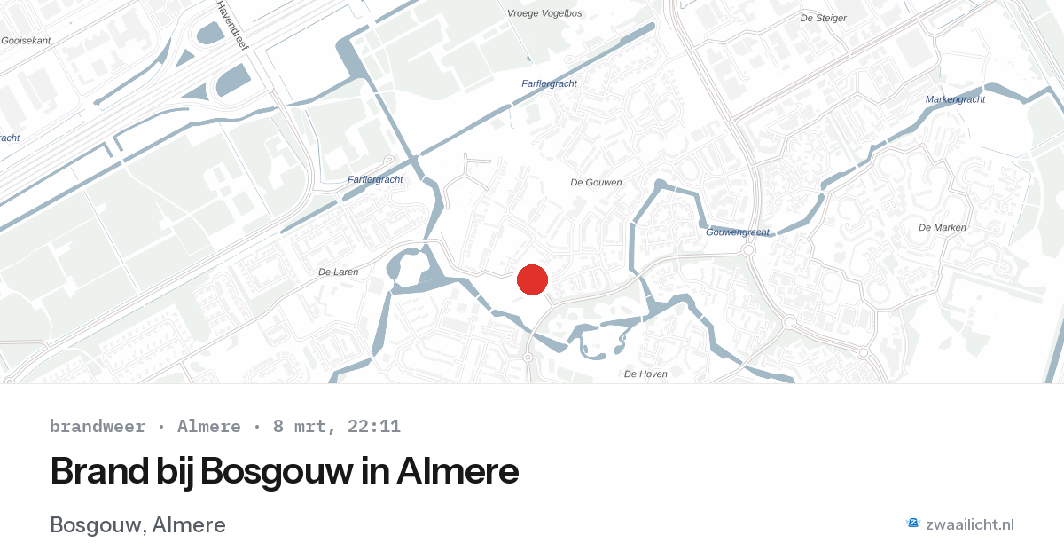 Brand bij Bosgouw in Almere — 8 mrt 2026