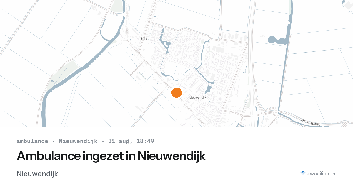 Ambulance ingezet in Nieuwendijk — 31 aug 2026