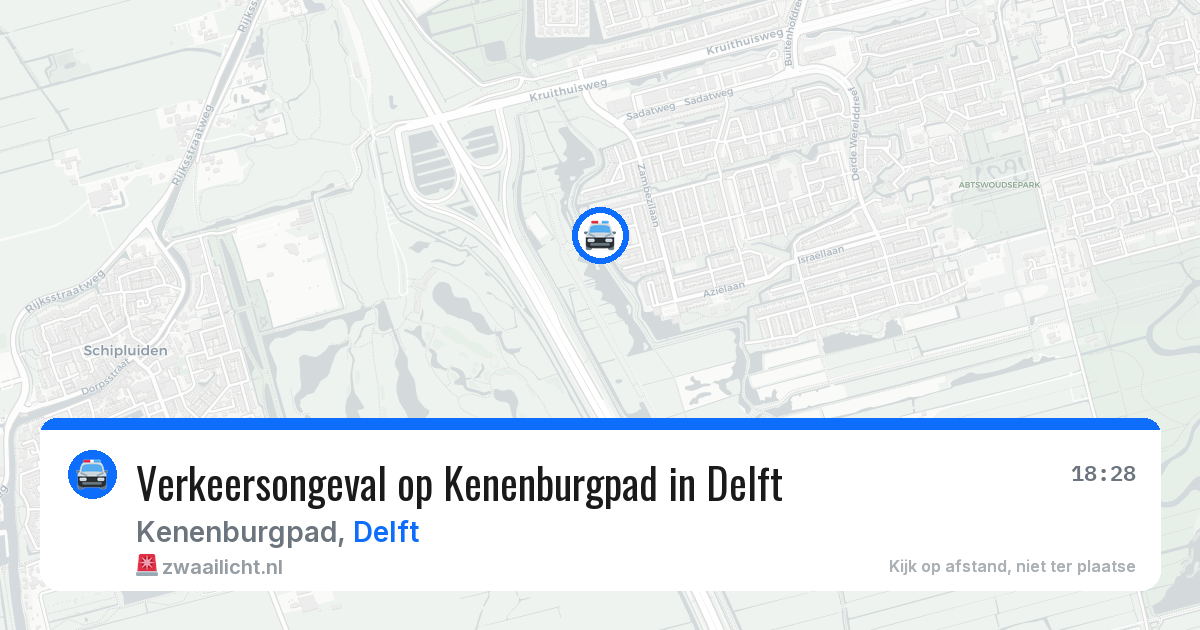 Verkeersongeval op Kenenburgpad in Delft — 1 apr 2026