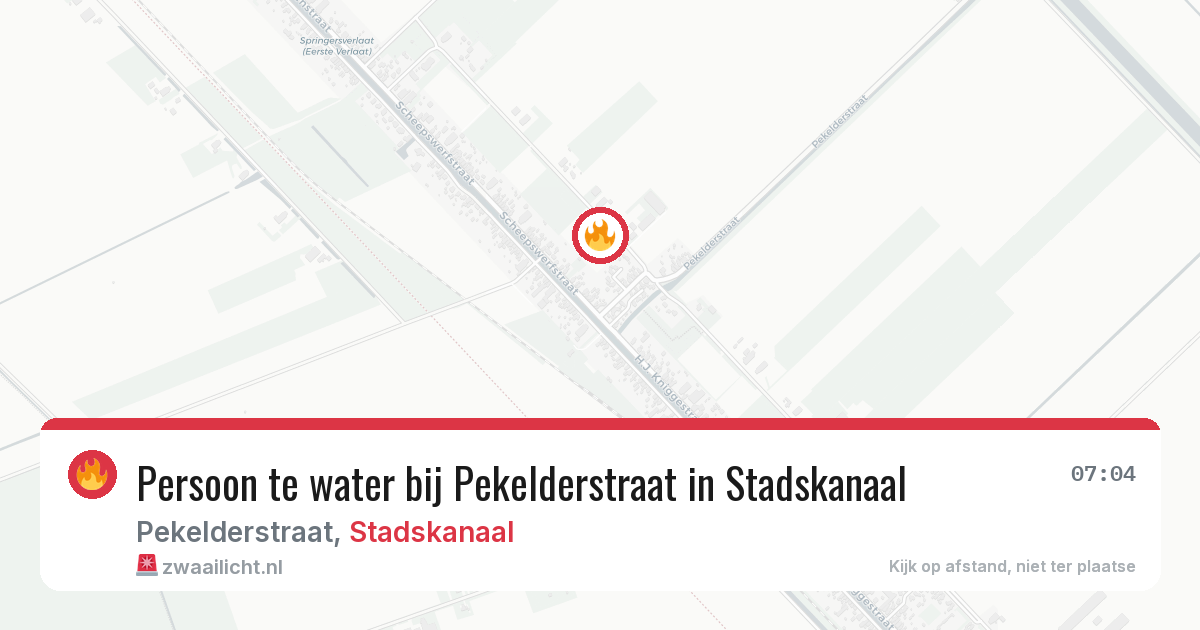 Persoon te water bij Pekelderstraat in Stadskanaal — 14 jul 2026