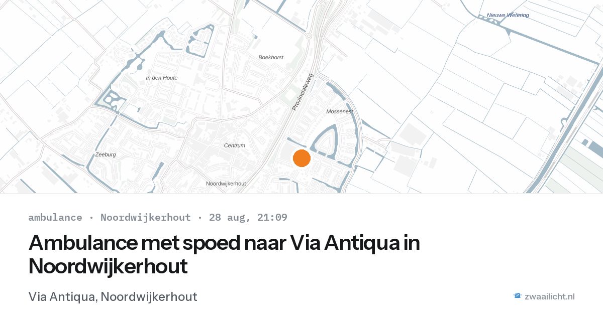 Ambulance met spoed naar Via Antiqua in Noordwijkerhout — 28 aug 2026