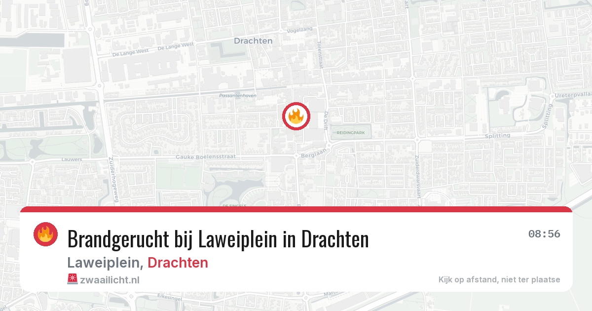 Brandgerucht bij Laweiplein in Drachten — 5 aug 2026
