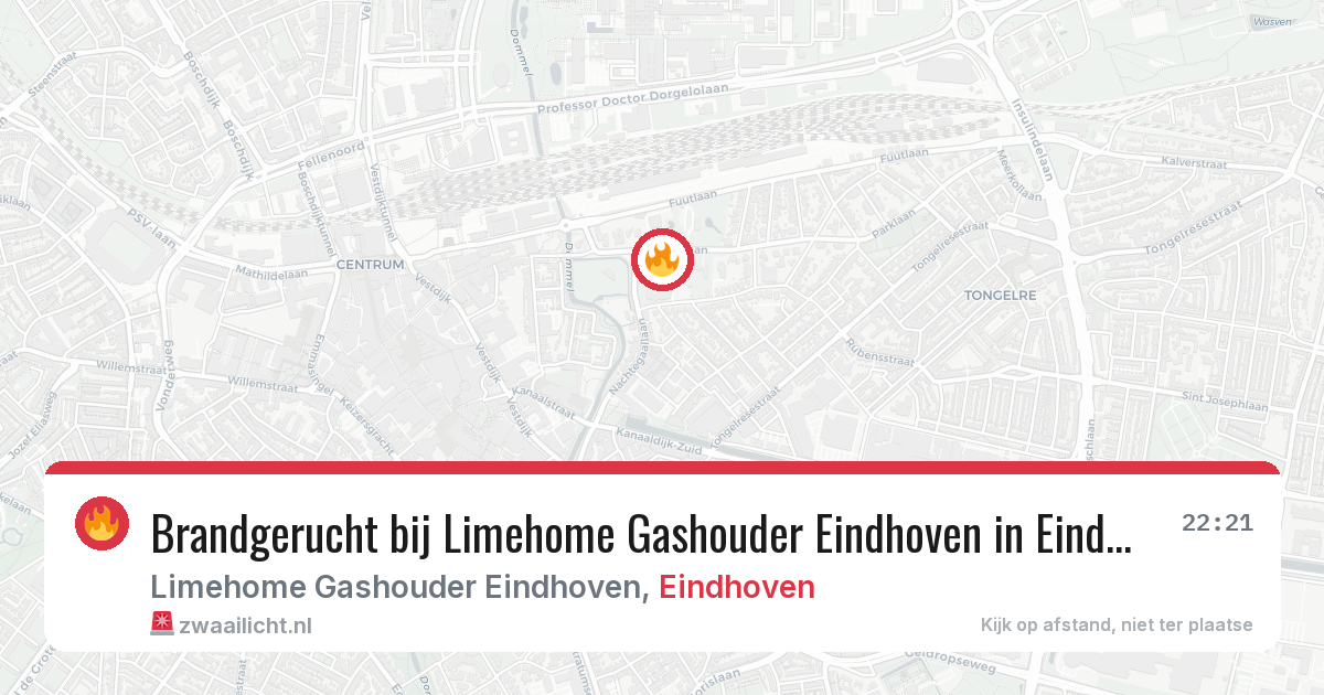Brandgerucht bij Limehome Gashouder Eindhoven in Eindhoven — 30 jul 2026