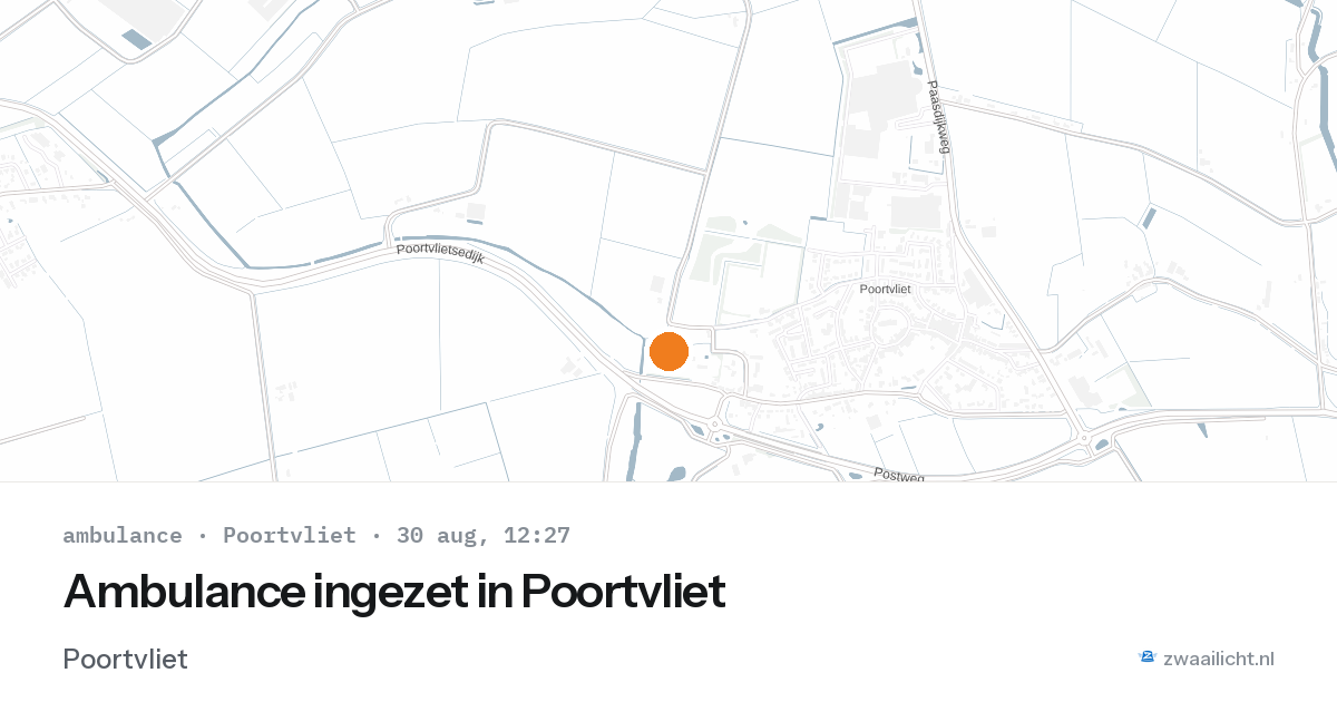 Ambulance ingezet in Poortvliet — 30 aug 2026