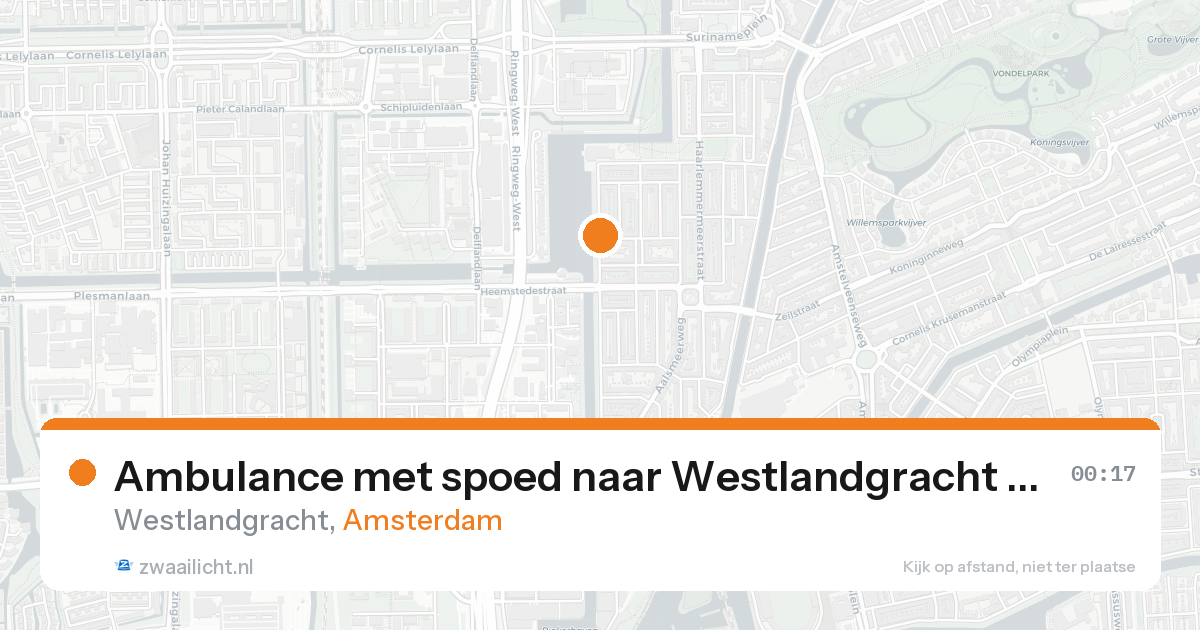 Ambulance met spoed naar Westlandgracht in Amsterdam — 18 aug 2026