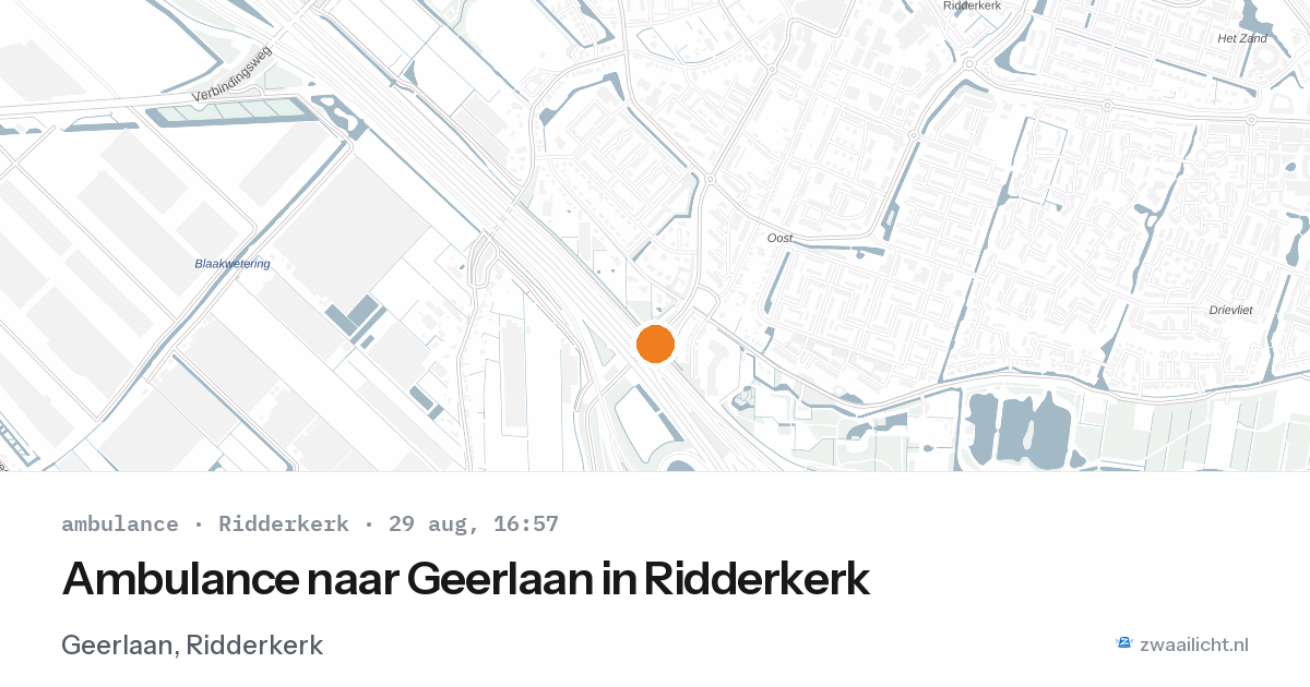 Ambulance naar Geerlaan in Ridderkerk — 29 aug 2026