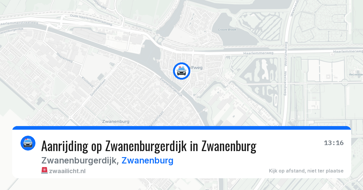 Aanrijding op Zwanenburgerdijk in Zwanenburg — 29 jul 2026