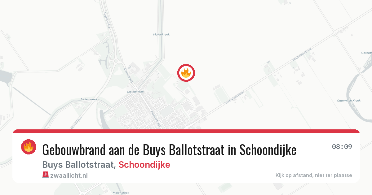 Gebouwbrand aan de Buys Ballotstraat in Schoondijke — 10 jul 2026