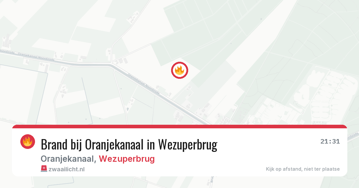 Brand bij Oranjekanaal in Wezuperbrug — 9 aug 2026