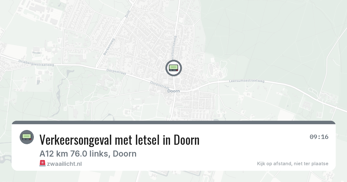 Verkeersongeval met letsel in Doorn — 26 mrt 2026