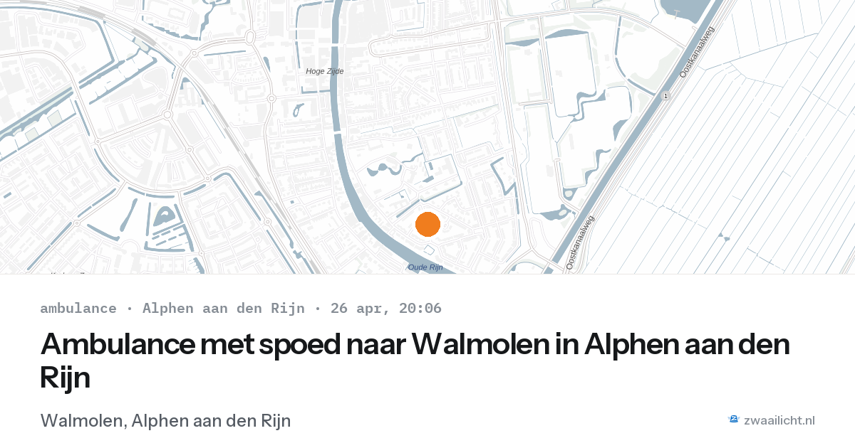 Ambulance met spoed naar Walmolen in Alphen aan den Rijn — 26 apr 2026