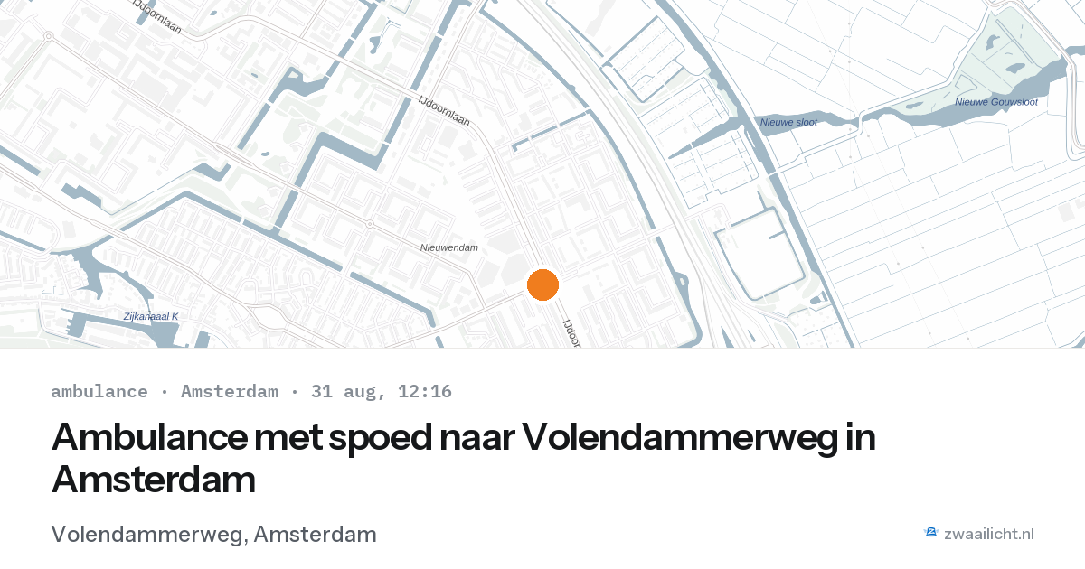 Ambulance met spoed naar Volendammerweg in Amsterdam — 31 aug 2026